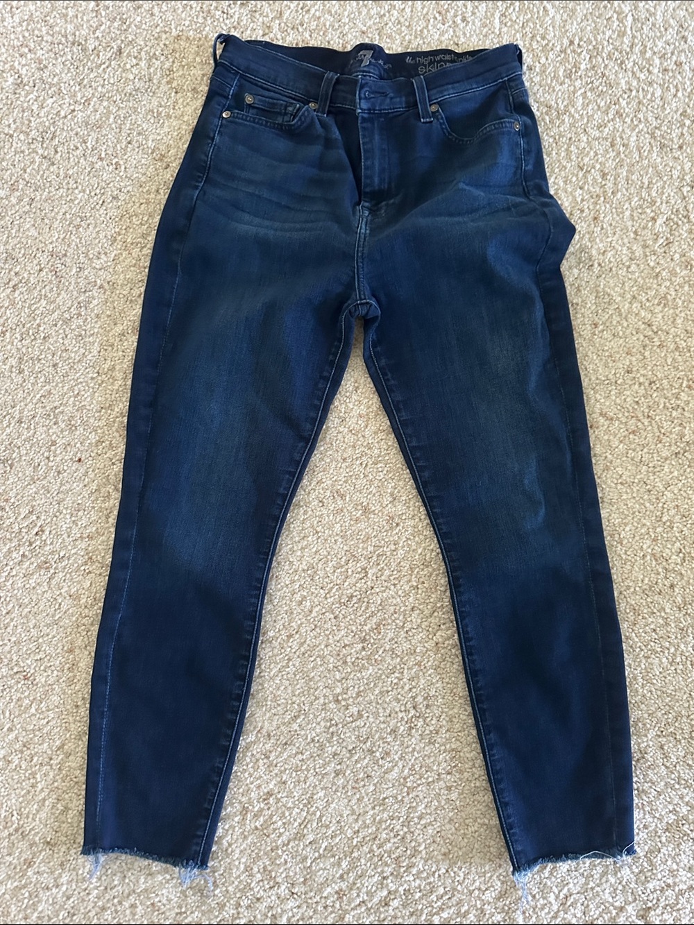 7 For All Mankind Skinny Jeans in Dark Blue Wash